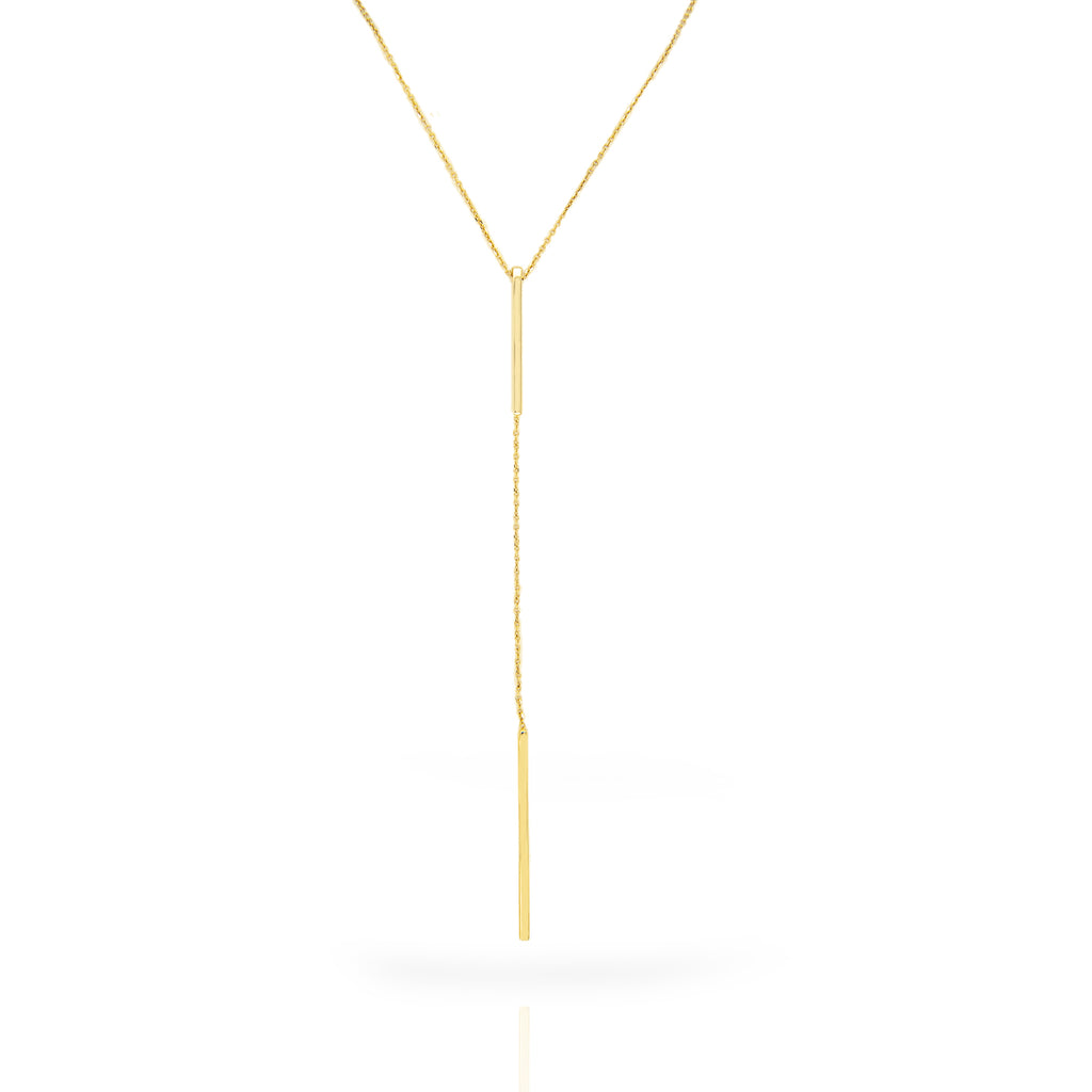 14k Yellow Gold Lariat Bar Necklace