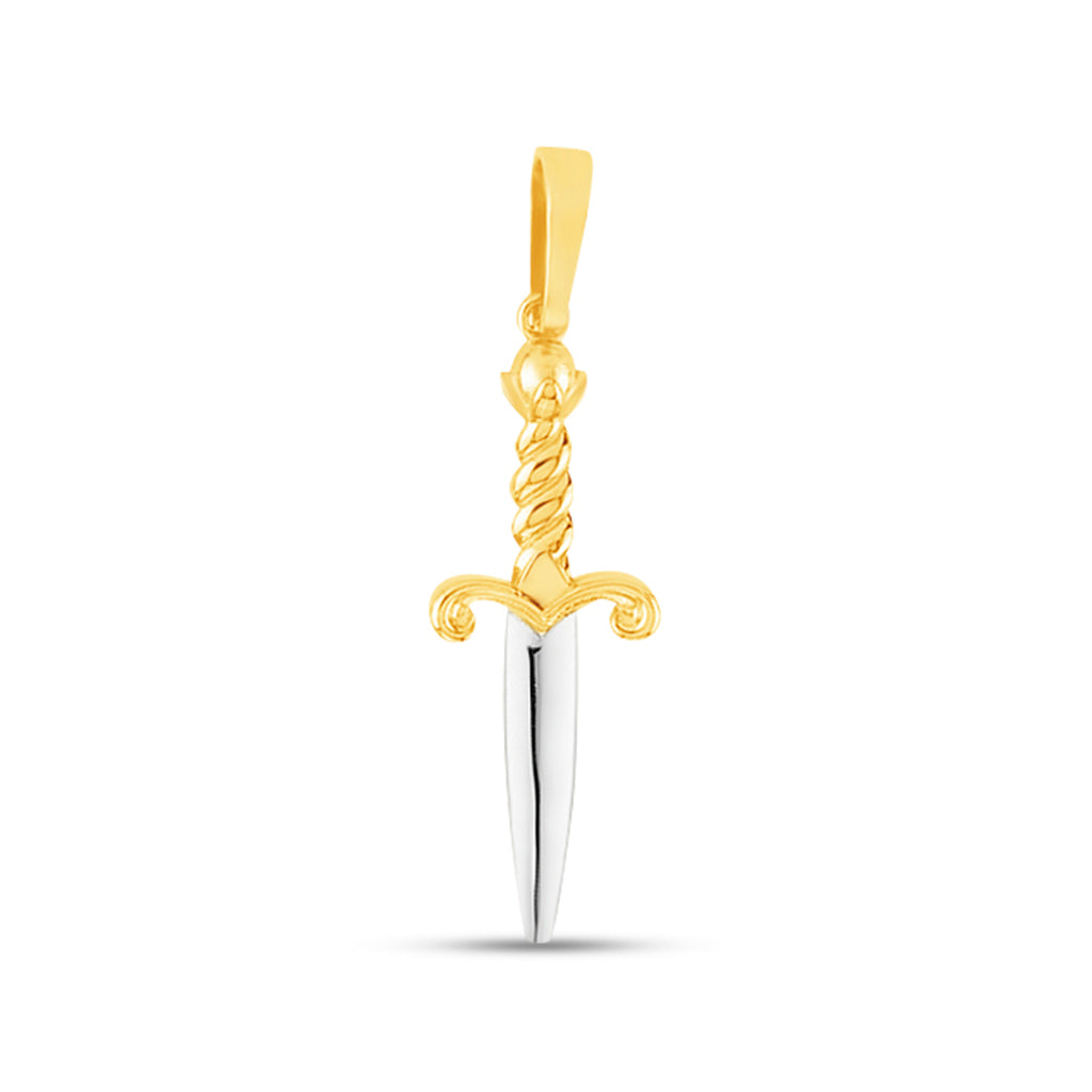 14k Yellow and White Gold Dagger Pendant