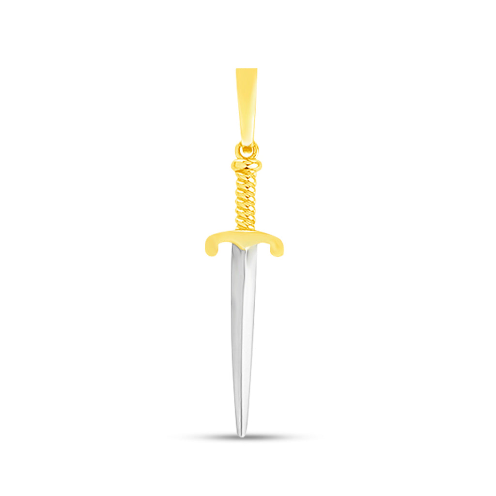 14k Yellow and White Gold Sword Pendant