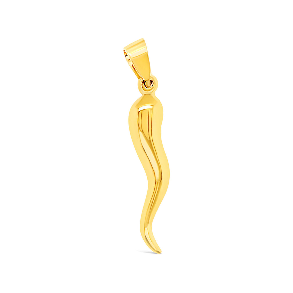 14k Yellow Gold Lucky Horn Pendant