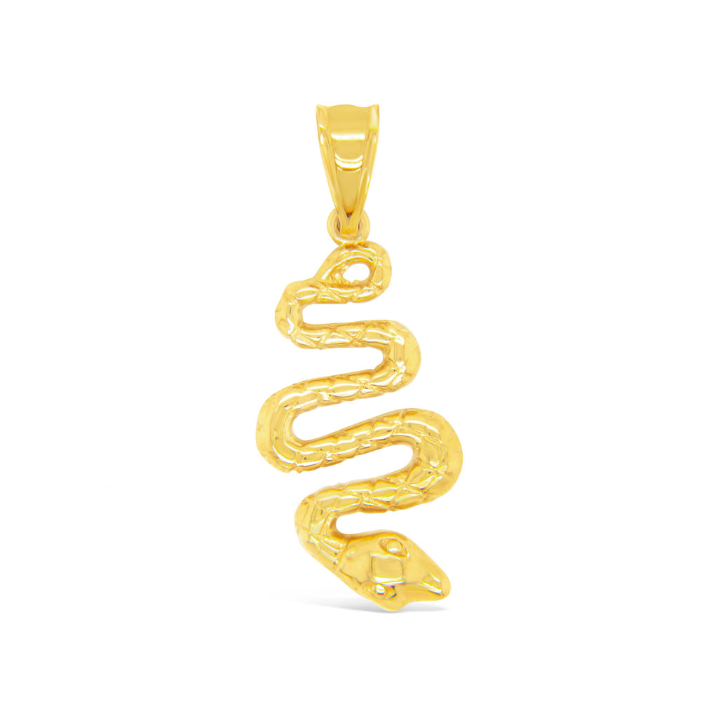 14k Yellow Gold Snake Charm Pendant