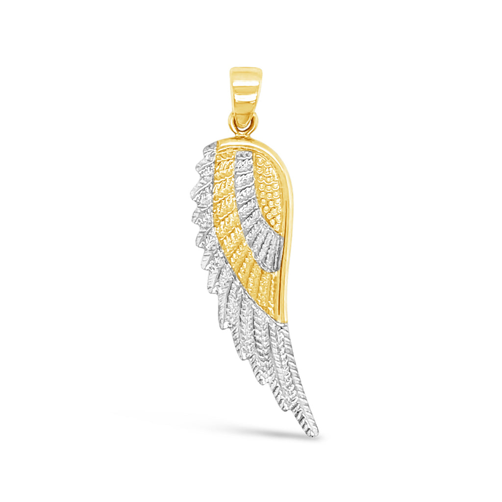 14k Yellow and White Gold Angel Wing Pendant