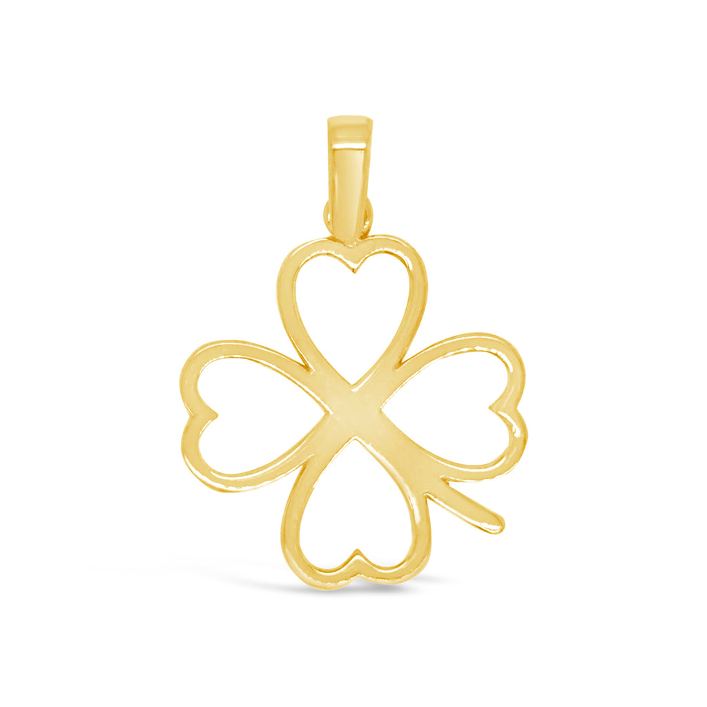 14k Yellow Gold Heart Clover Pendant