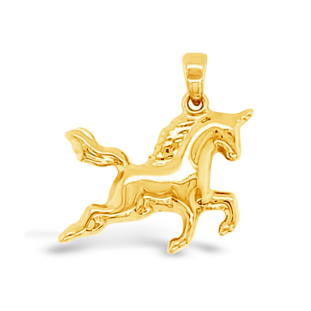 14k Yellow Gold Unicorn Charm Pendant