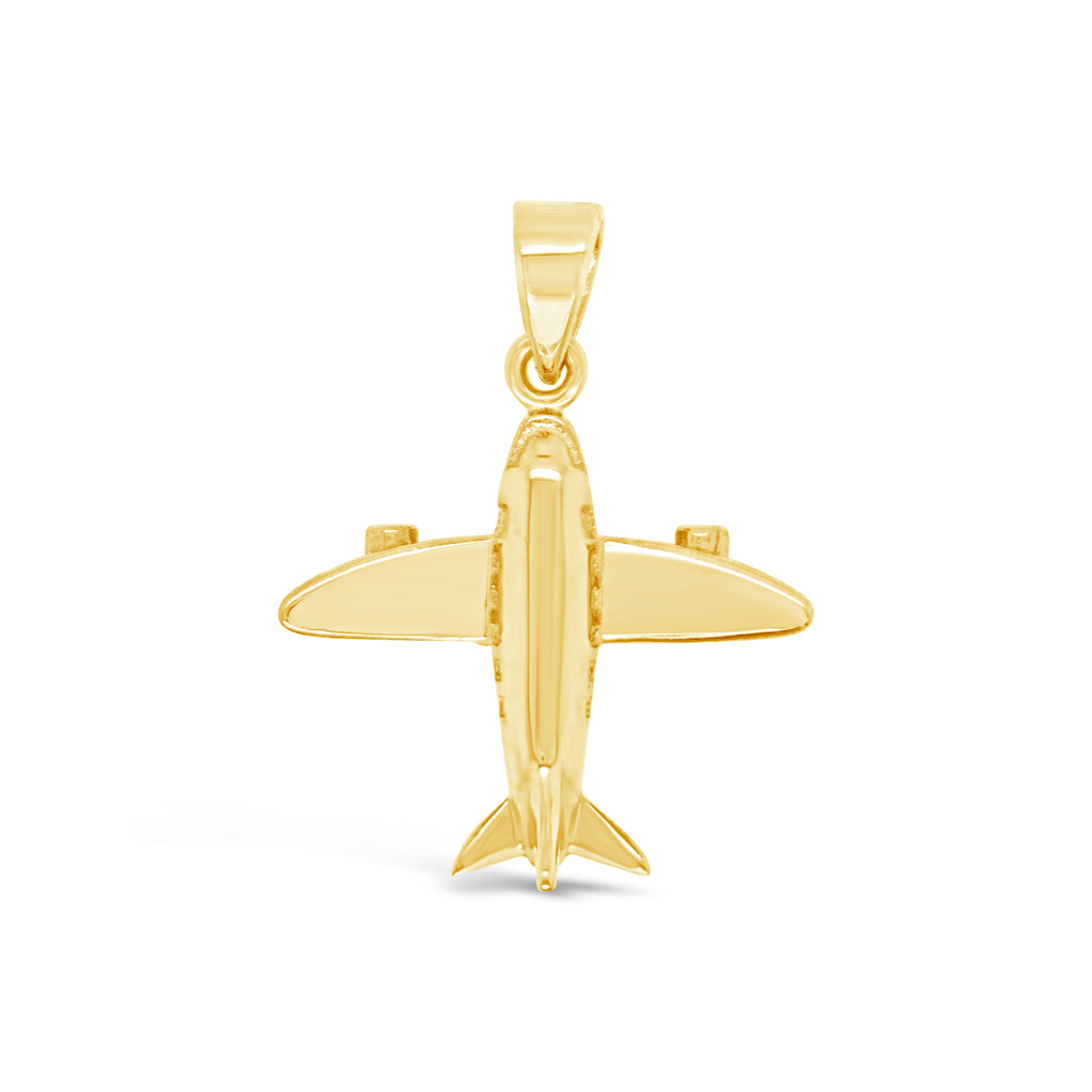 14k Yellow Gold "Fly with Me" Plane Pendant