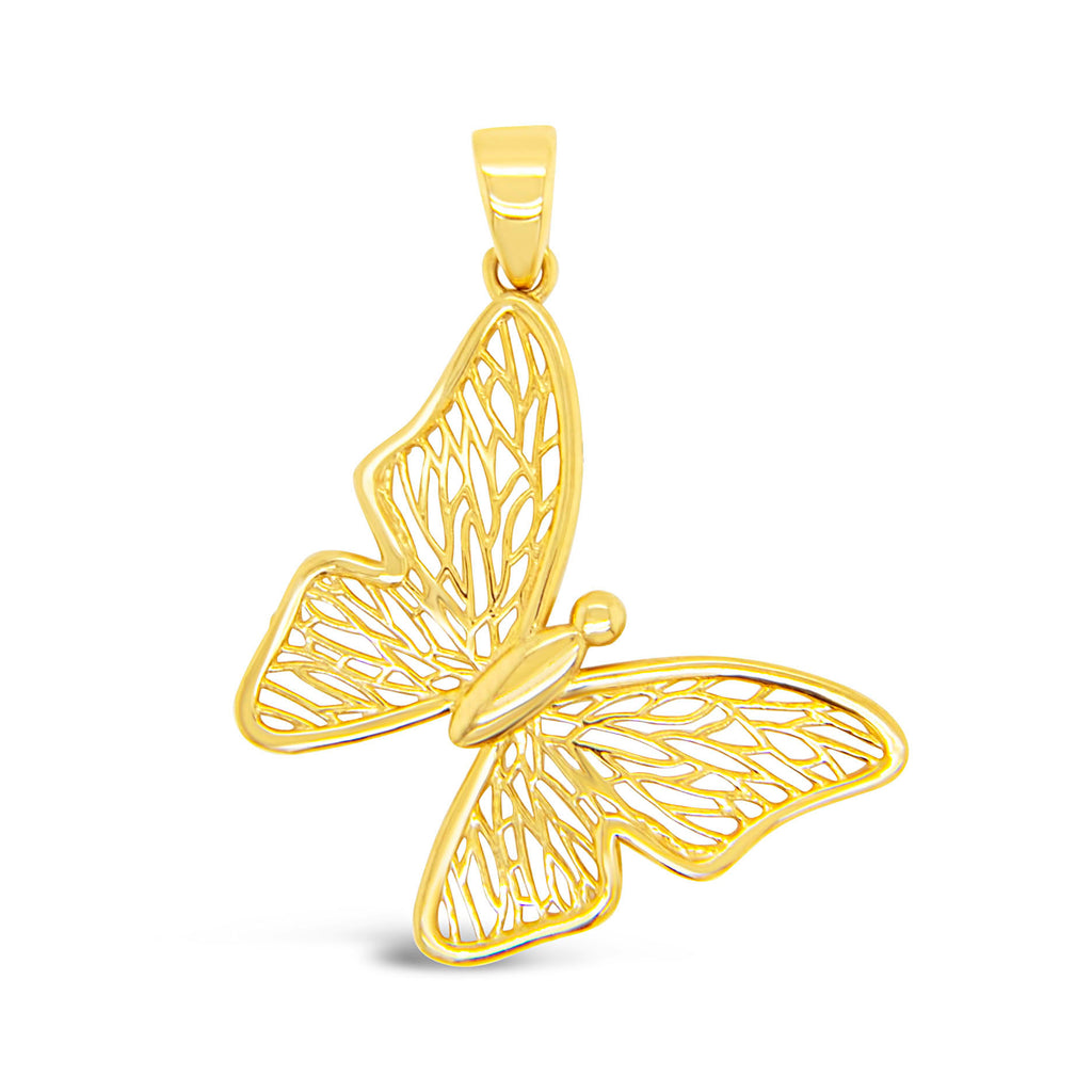 14k Yellow Gold Small Butterfly Pendant