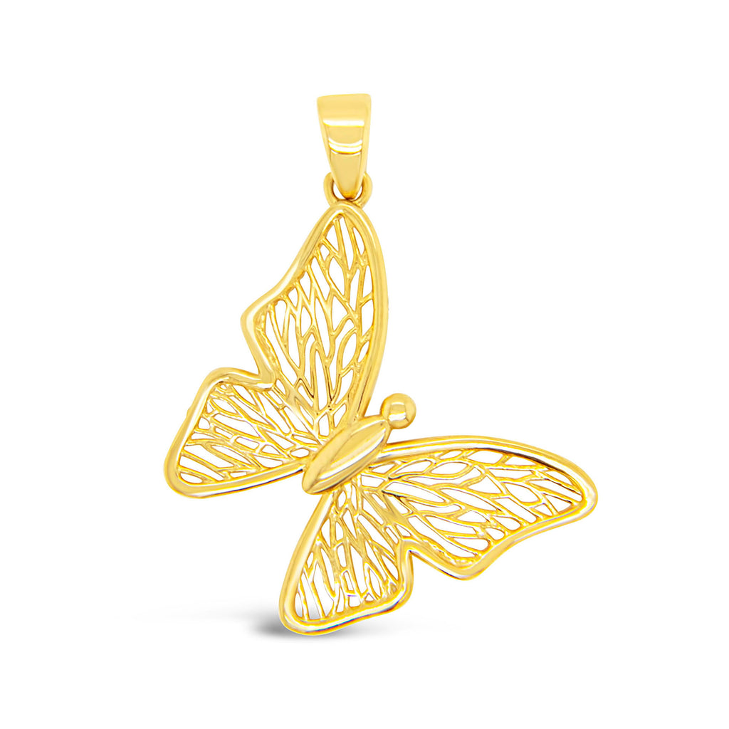 14k Yellow Gold Butterfly Charm Pendant