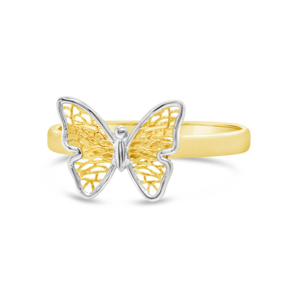 14k Yellow and White Gold Butterfly Ring