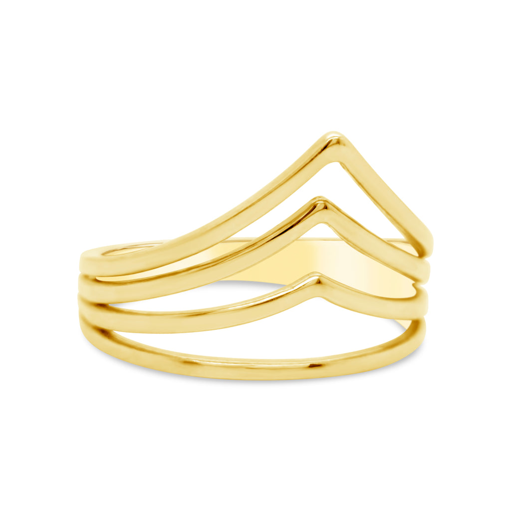 14k Yellow Gold Open Triple Wishbone Ring