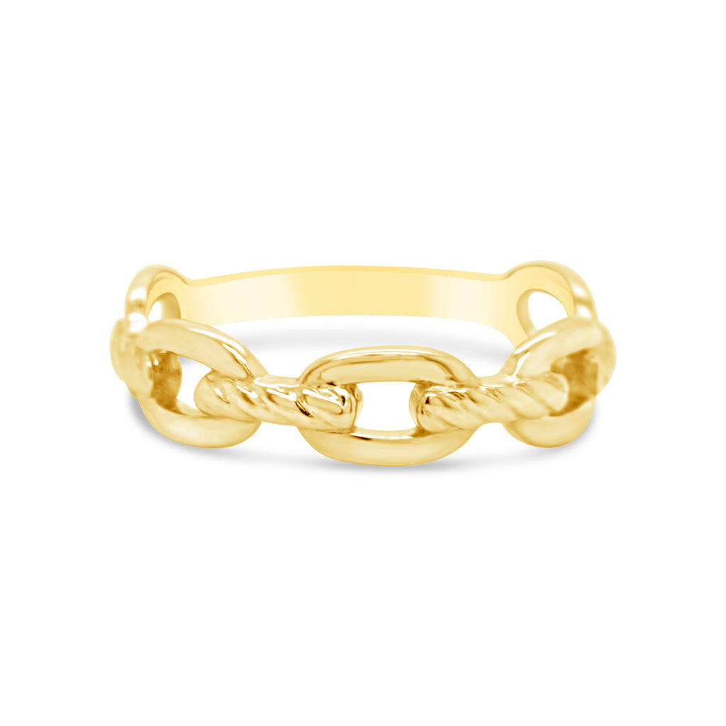 14k Yellow Gold Oval Braided Link Ring