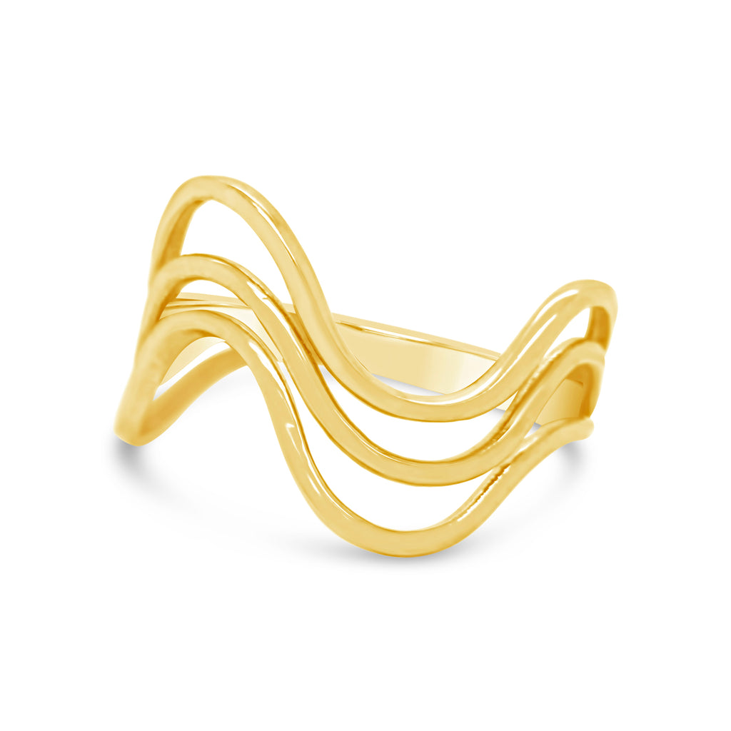 14k Yellow Gold Triple Wave Ring