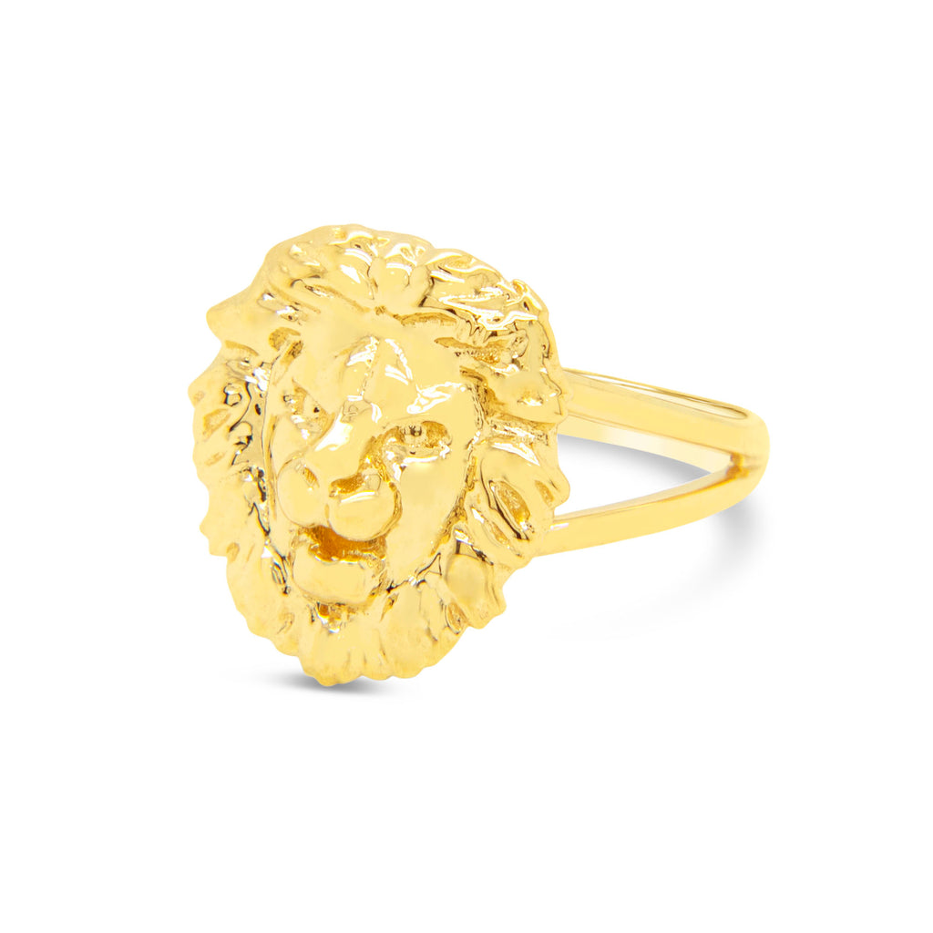 14k Yellow Gold Lion Head Ring