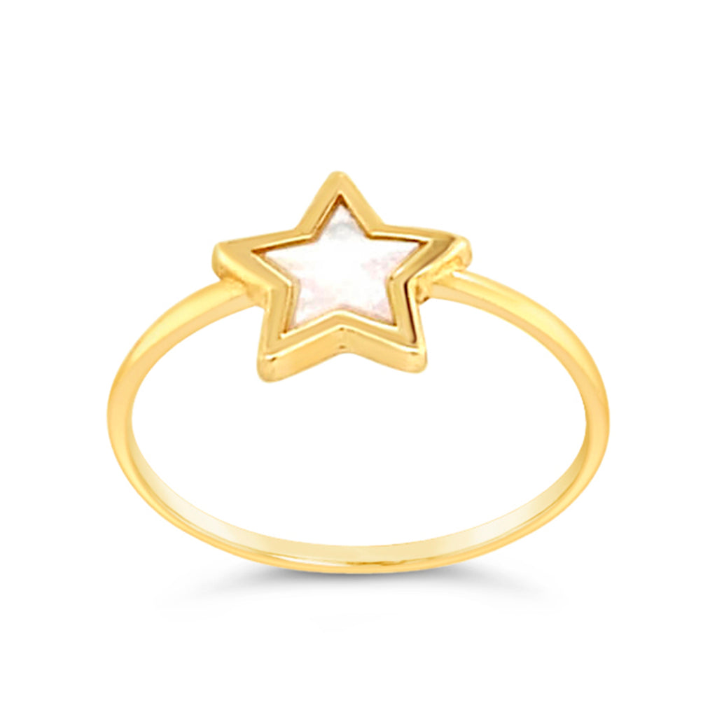 14k Yellow Gold Mother of Pearl Star Ring