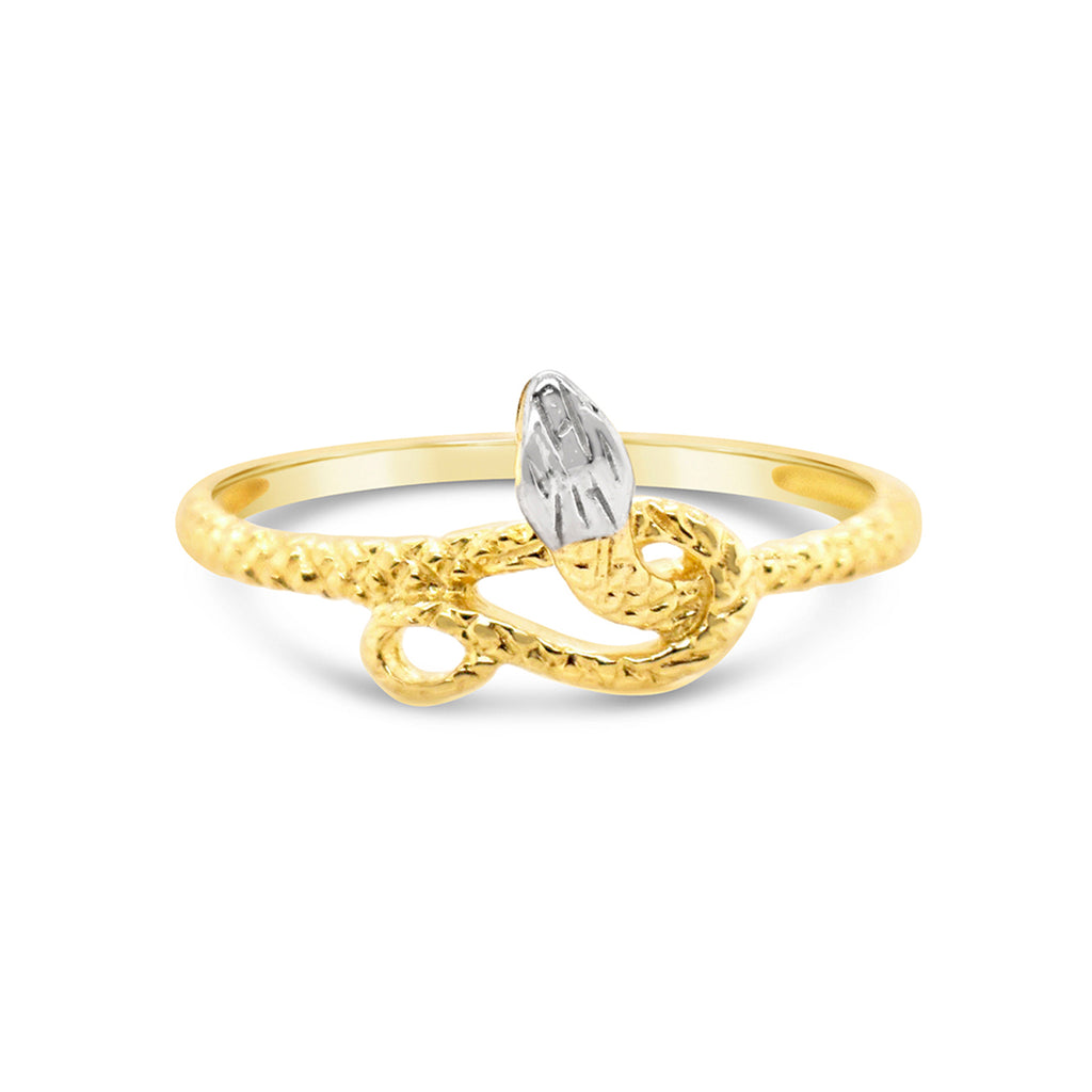 14k Yellow and White Gold Slithering Snake Ring