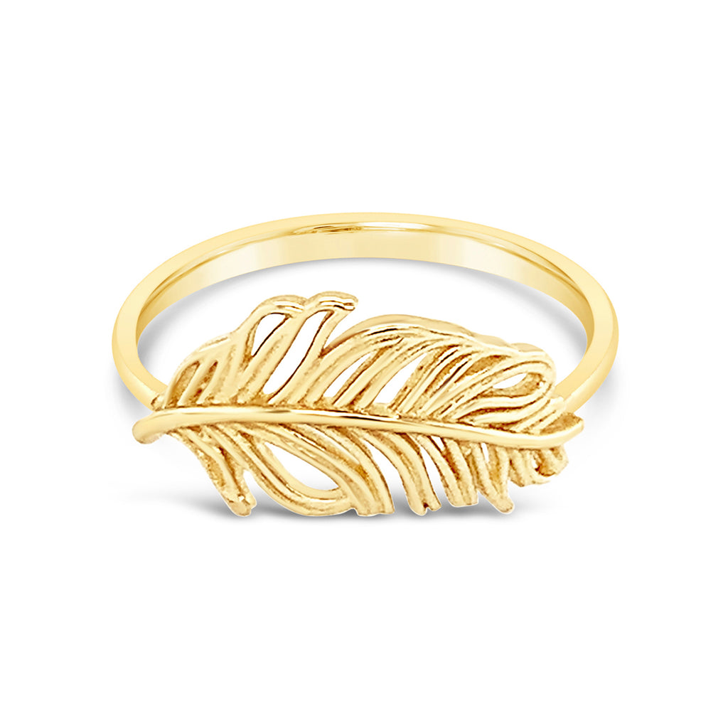 14k Yellow Gold Feather Ring