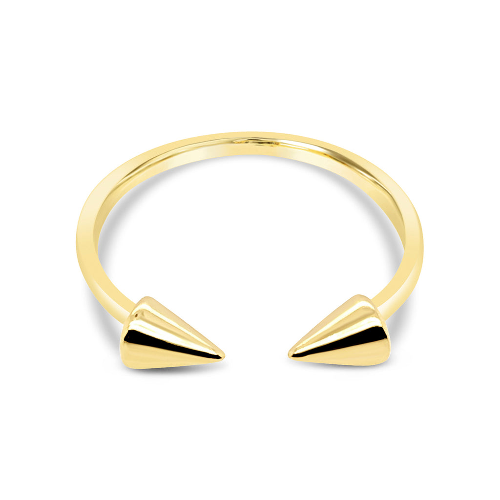 14k Yellow Gold Spike Open Ring