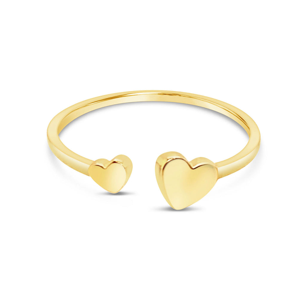 14k Yellow Gold Hearts Open Ring