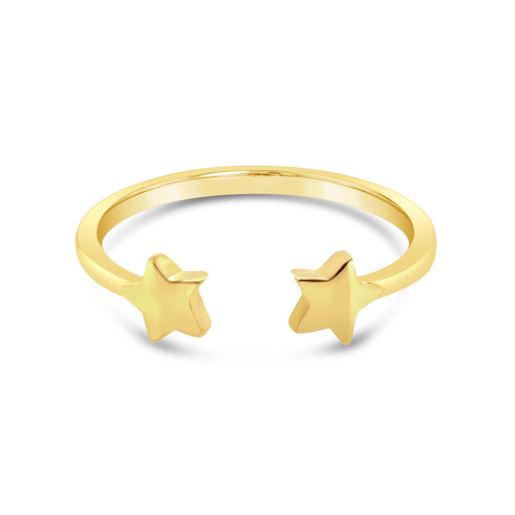 14k Yellow Gold Stars Open Ring