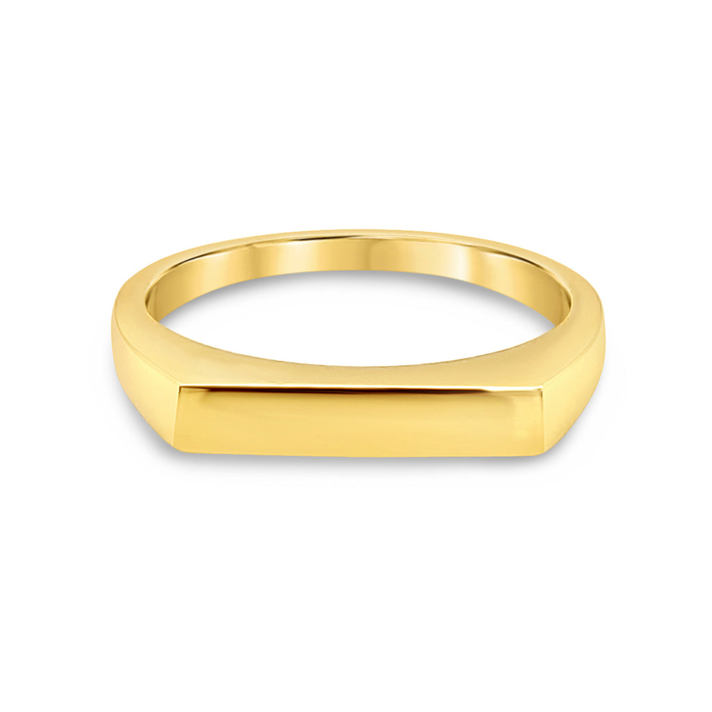 14K Yellow Gold Bar Signet Ring