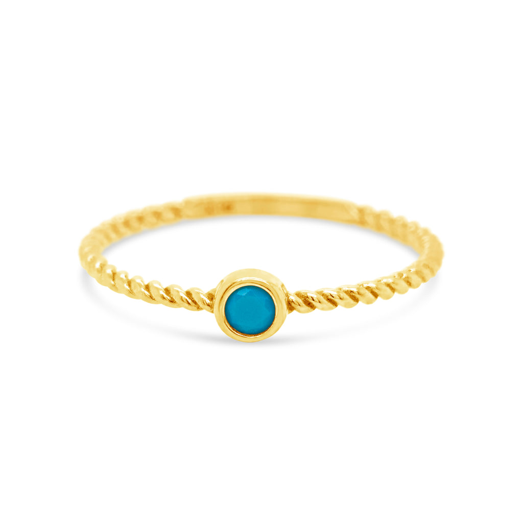 14k Yellow Gold Turquoise Solitaire Ring