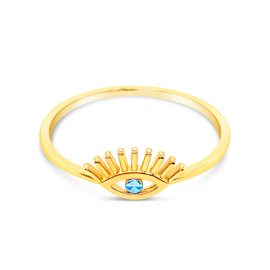 14k Yellow Gold Small Evil Eye Ring