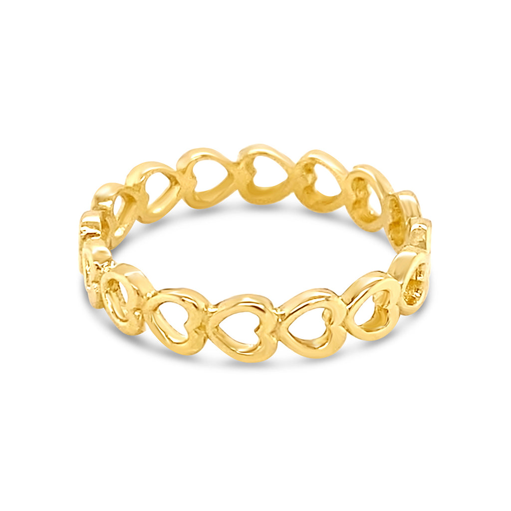 14k Yellow Gold Open Heart Eternity Band Ring