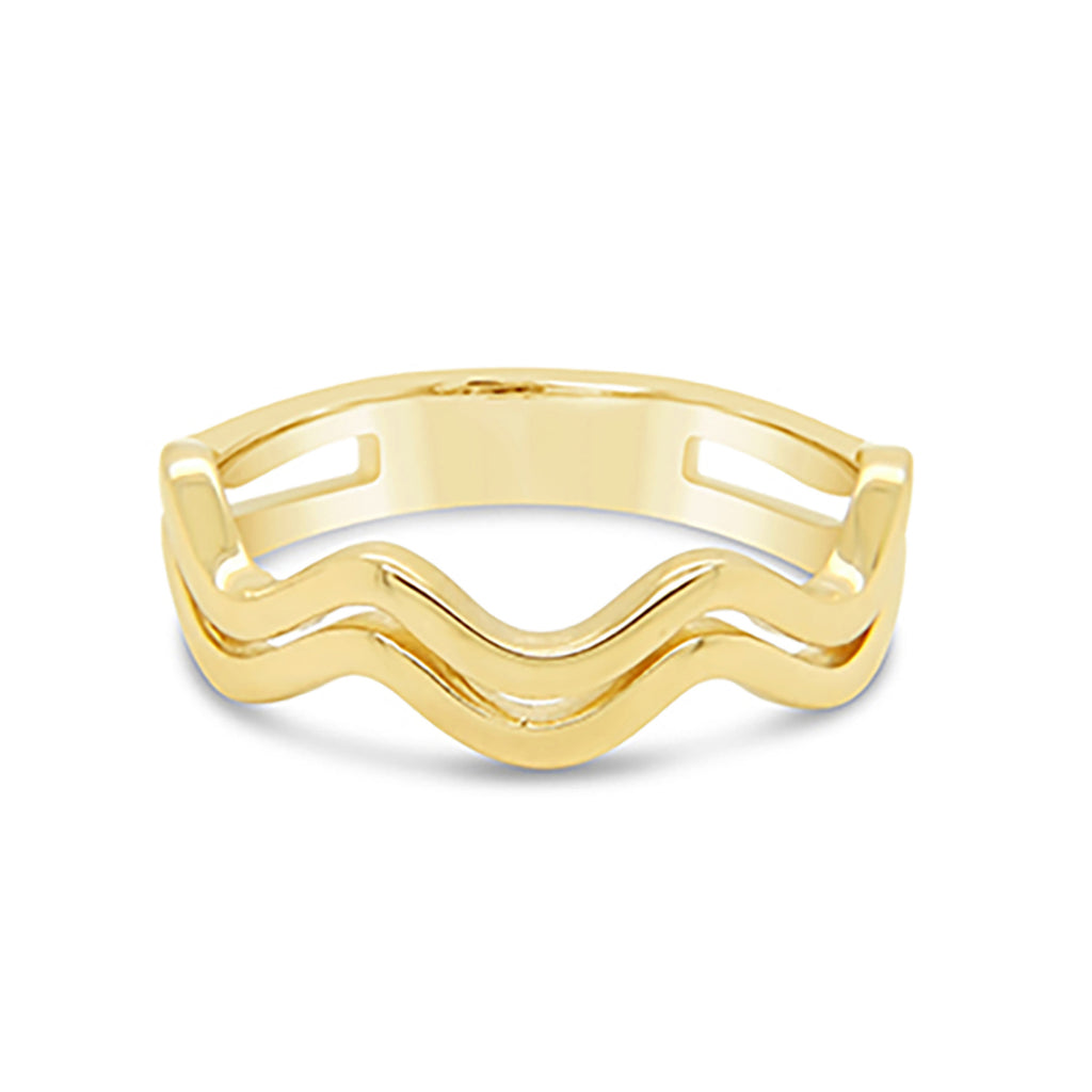 14k Yellow Gold Double Wave Ring