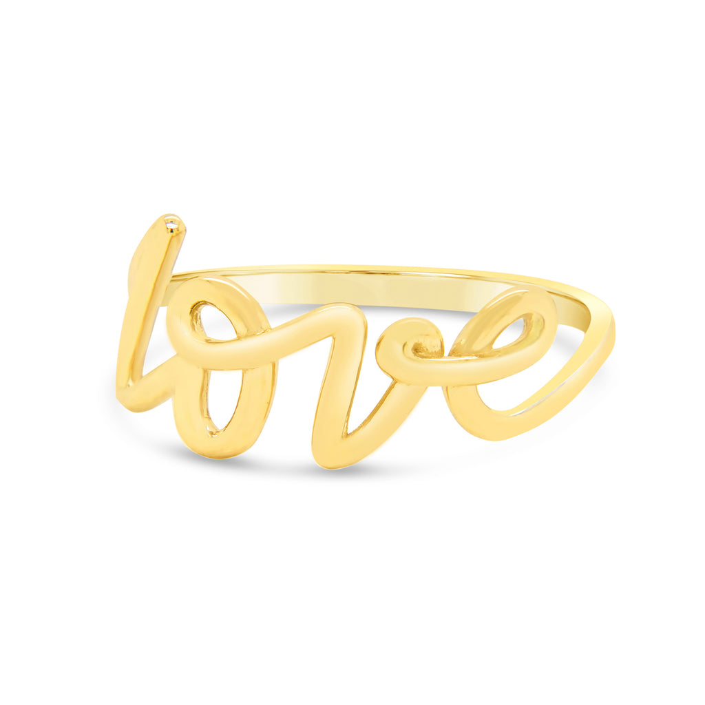 14k Yellow Gold Cursive "Love" Ring