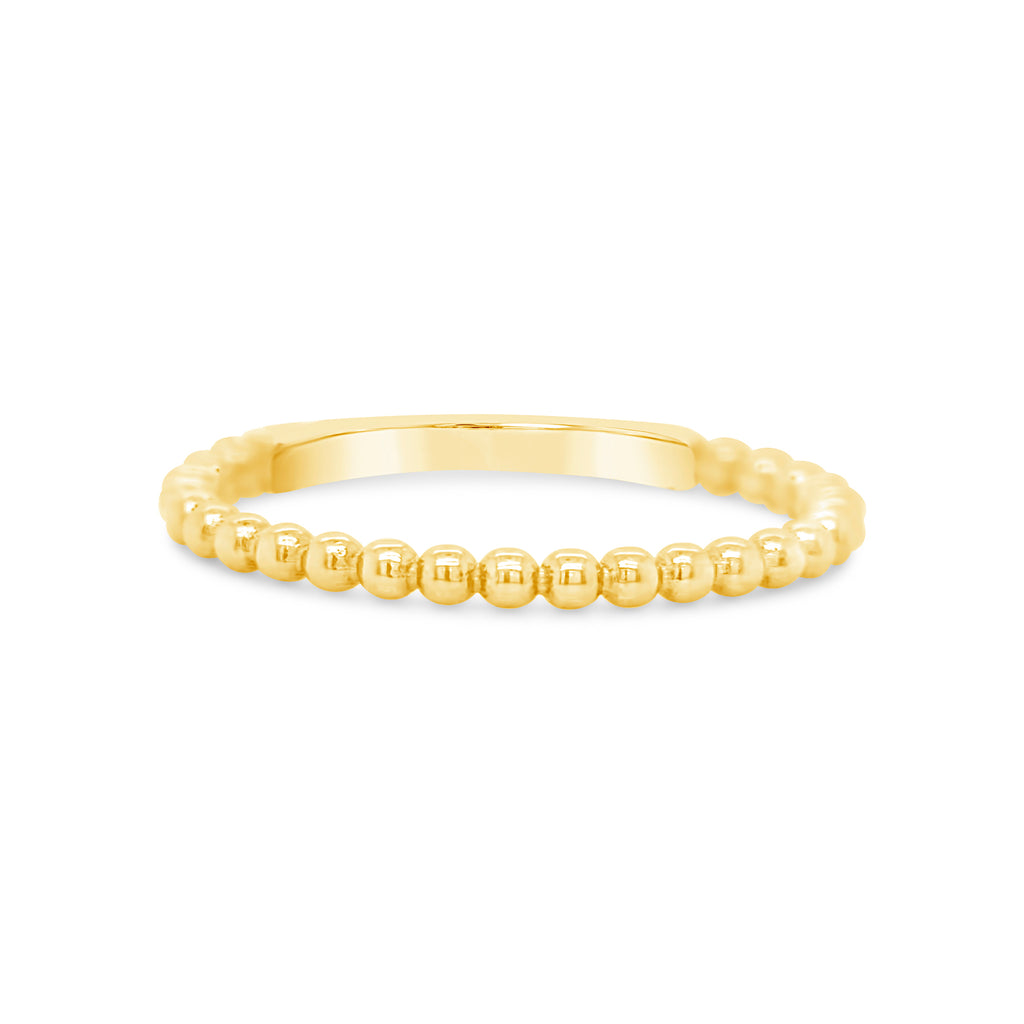 14k Yellow Gold Small Beaded Band Ring