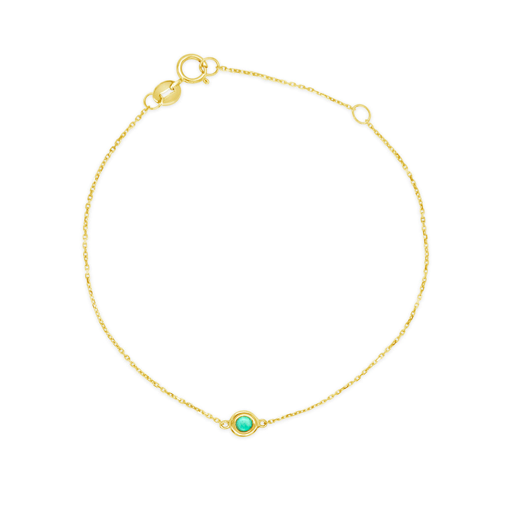 14k Yellow Gold Solo Bezel Emerald Bracelet