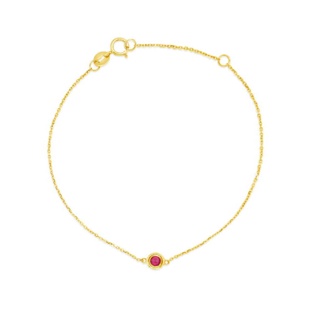 14k Yellow Gold Solo Bezel Ruby Bracelet