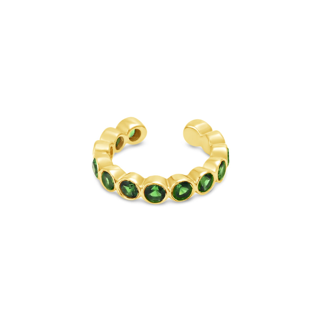 14k Yellow Gold Green Garnet Ear Cuff Earring