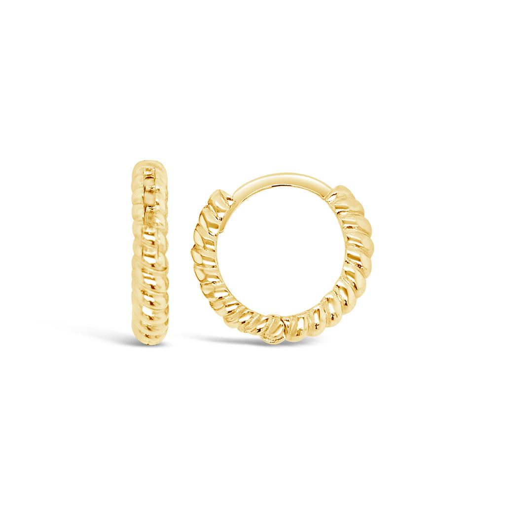 14k Yellow Gold Small Twisted Huggie Earrings