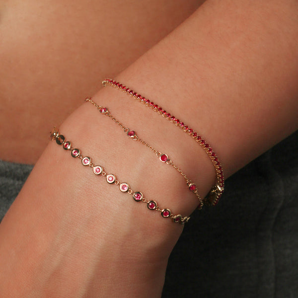 14k Yellow Gold Ruby Tennis Bracelet