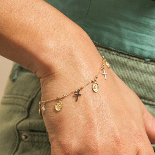 14k Yellow Gold Tipo Rosary Bracelet