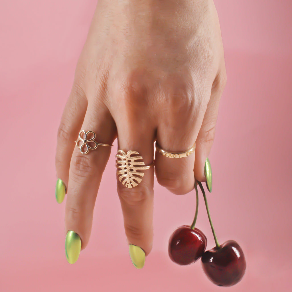 14k Yellow Gold Monstera Ring – Guavangold