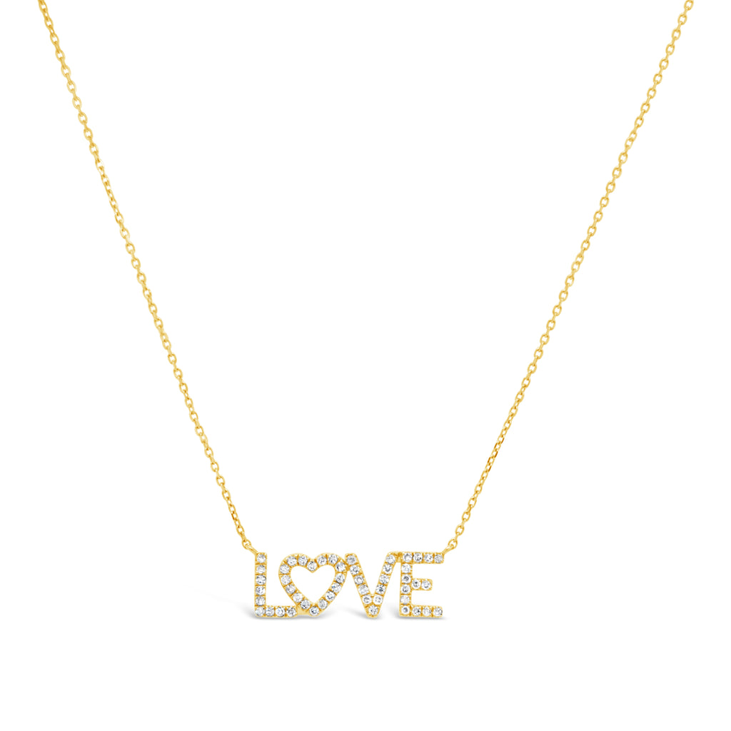 14K Yellow Gold Diamond "LOVE" Necklace