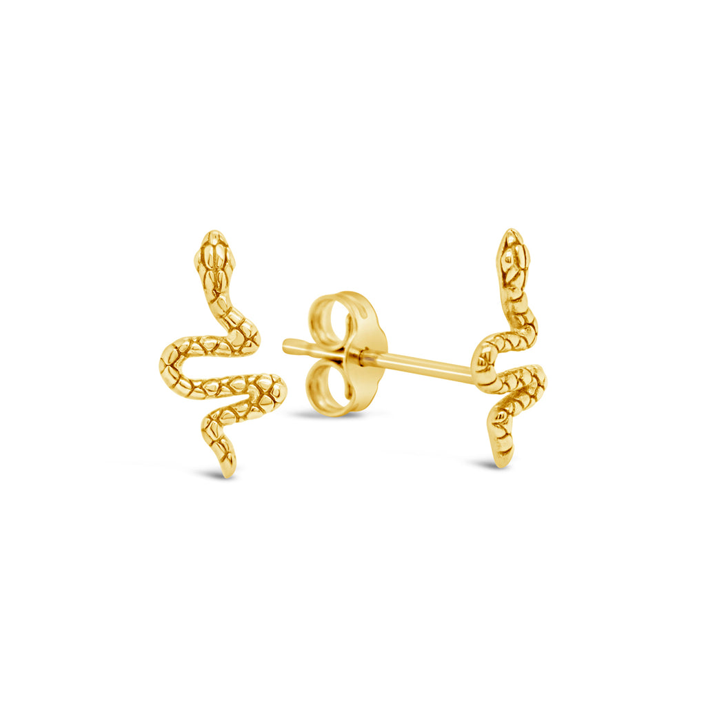 14k Yellow Gold Slithering Snake Stud Earrings