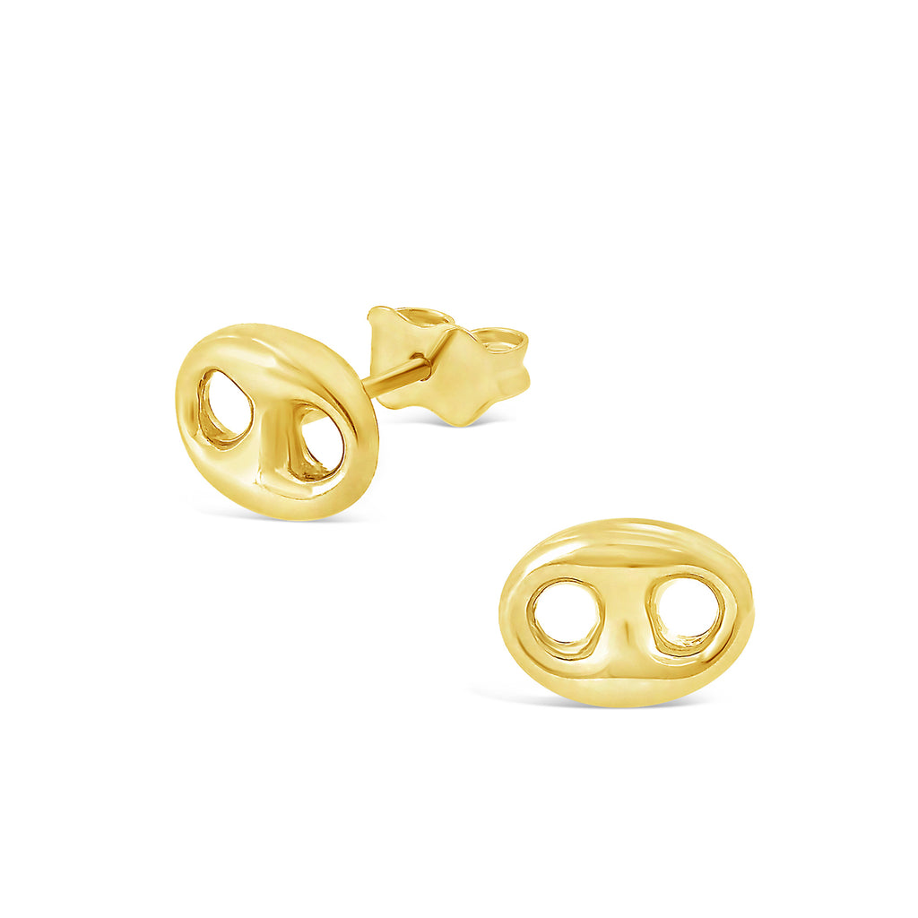 14k Yellow Gold Large Mariner Puff Stud Earrings