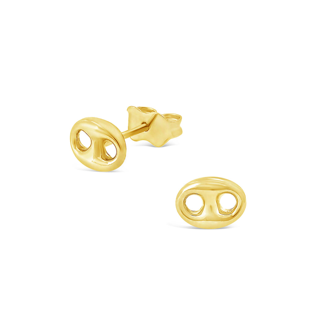 14k Yellow Gold Mariner Puff Stud Earrings