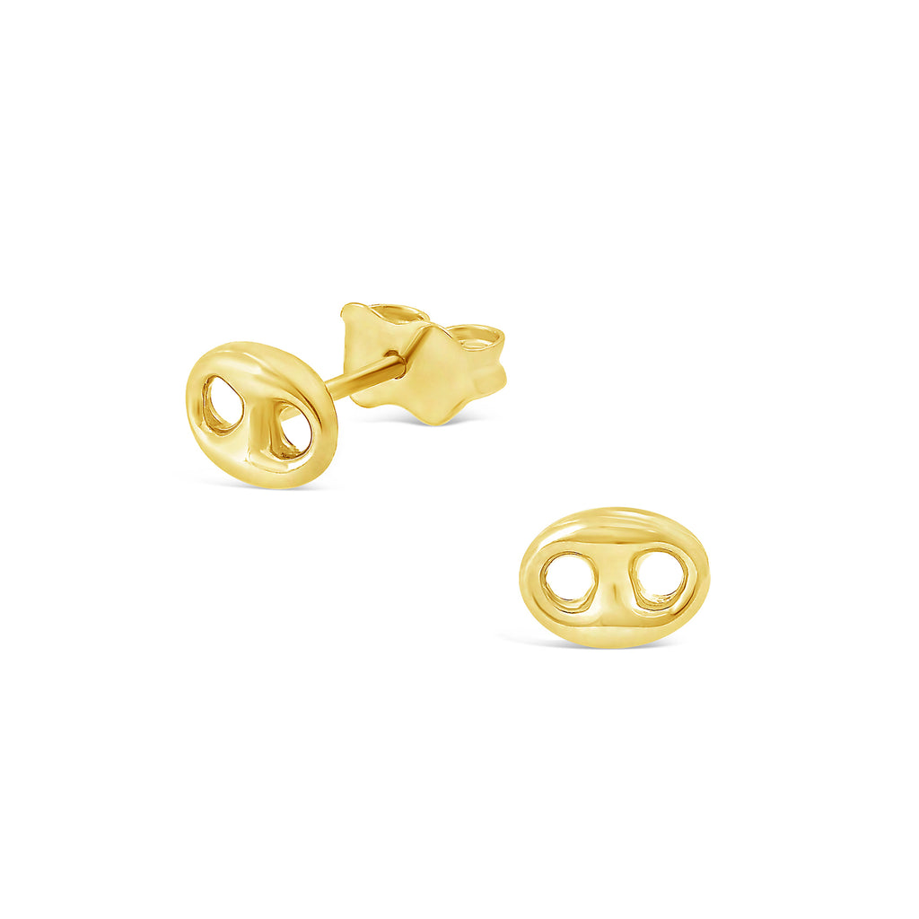 14k Yellow Gold Small Mariner Puff Stud Earrings