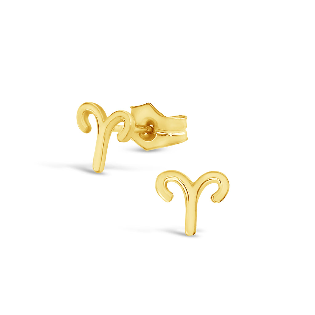 14k Yellow Gold Zodiac Stud Earrings