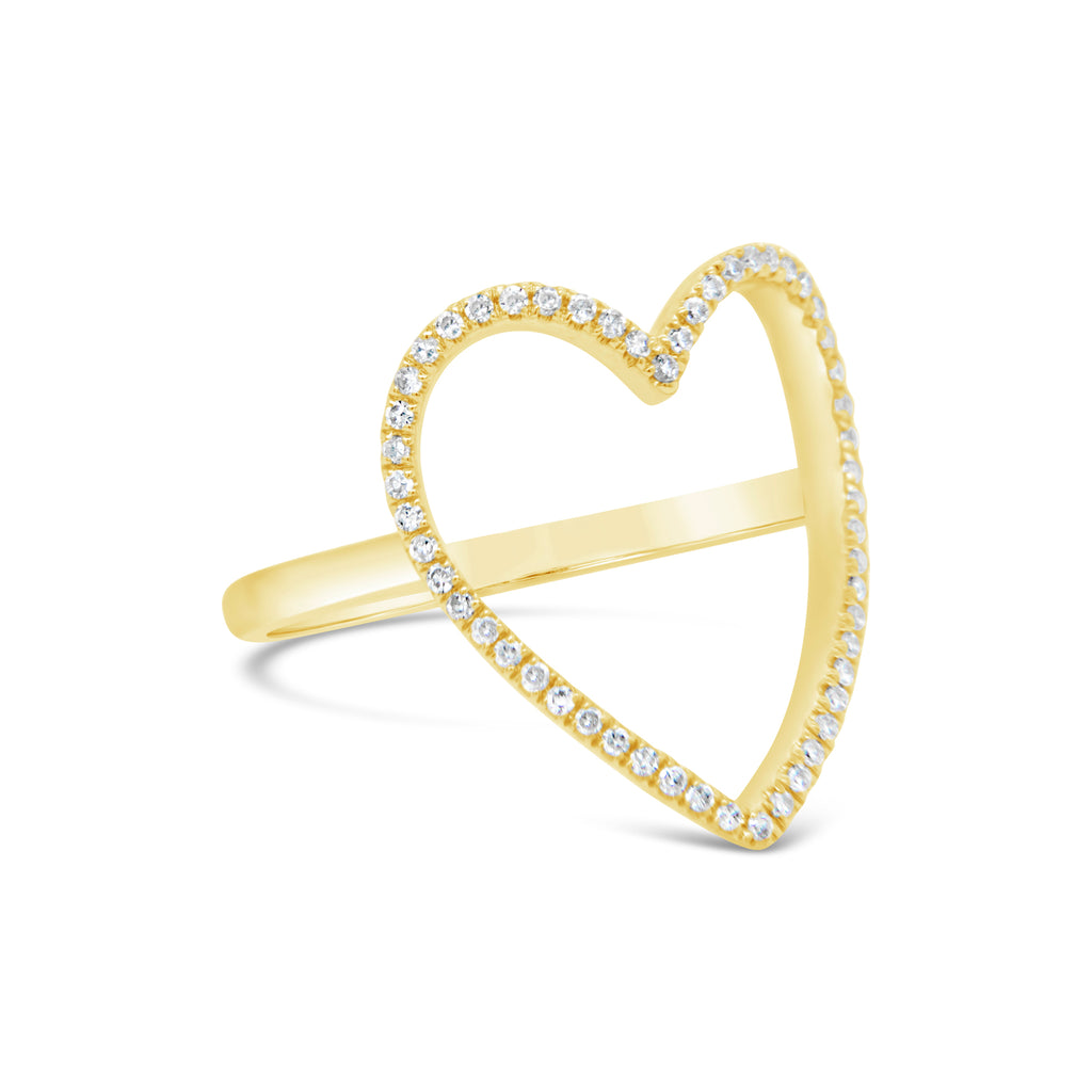 14k Yellow Gold Diamond Open Heart Ring