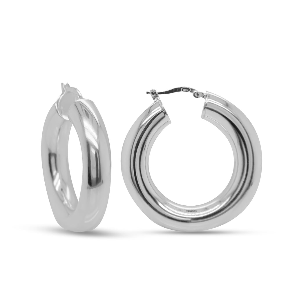 Chunky Silver Grand Hoops