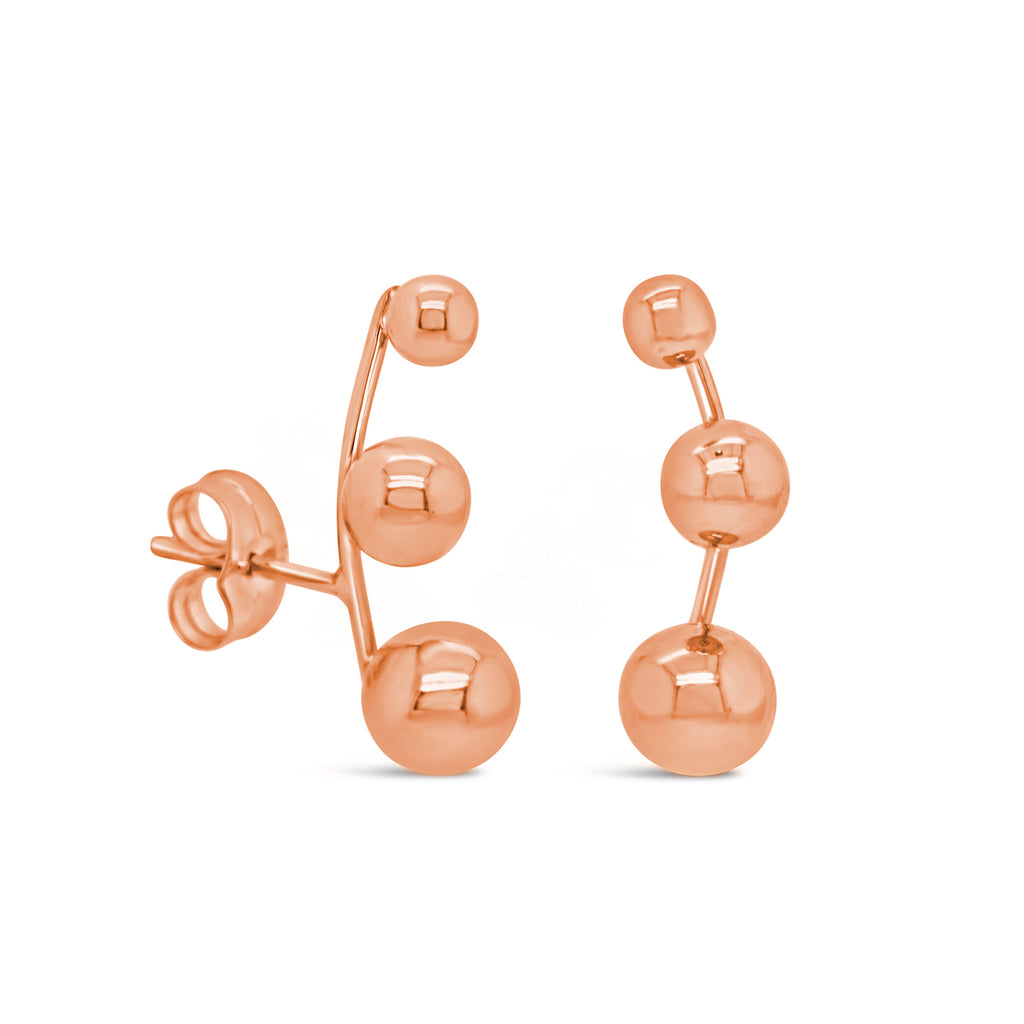 14K Rose Gold Trio Ear Climber Earrings