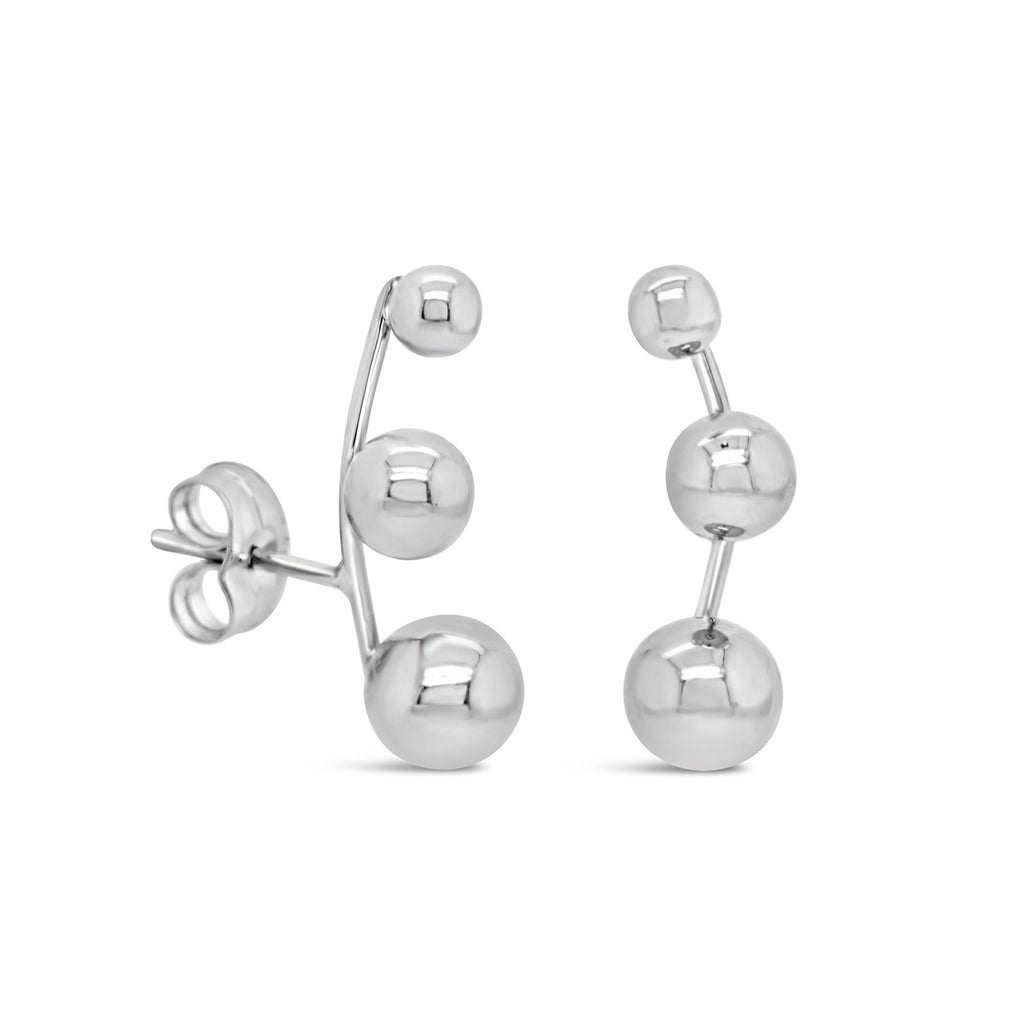 14k White Gold Trio Ear Climber Earrings