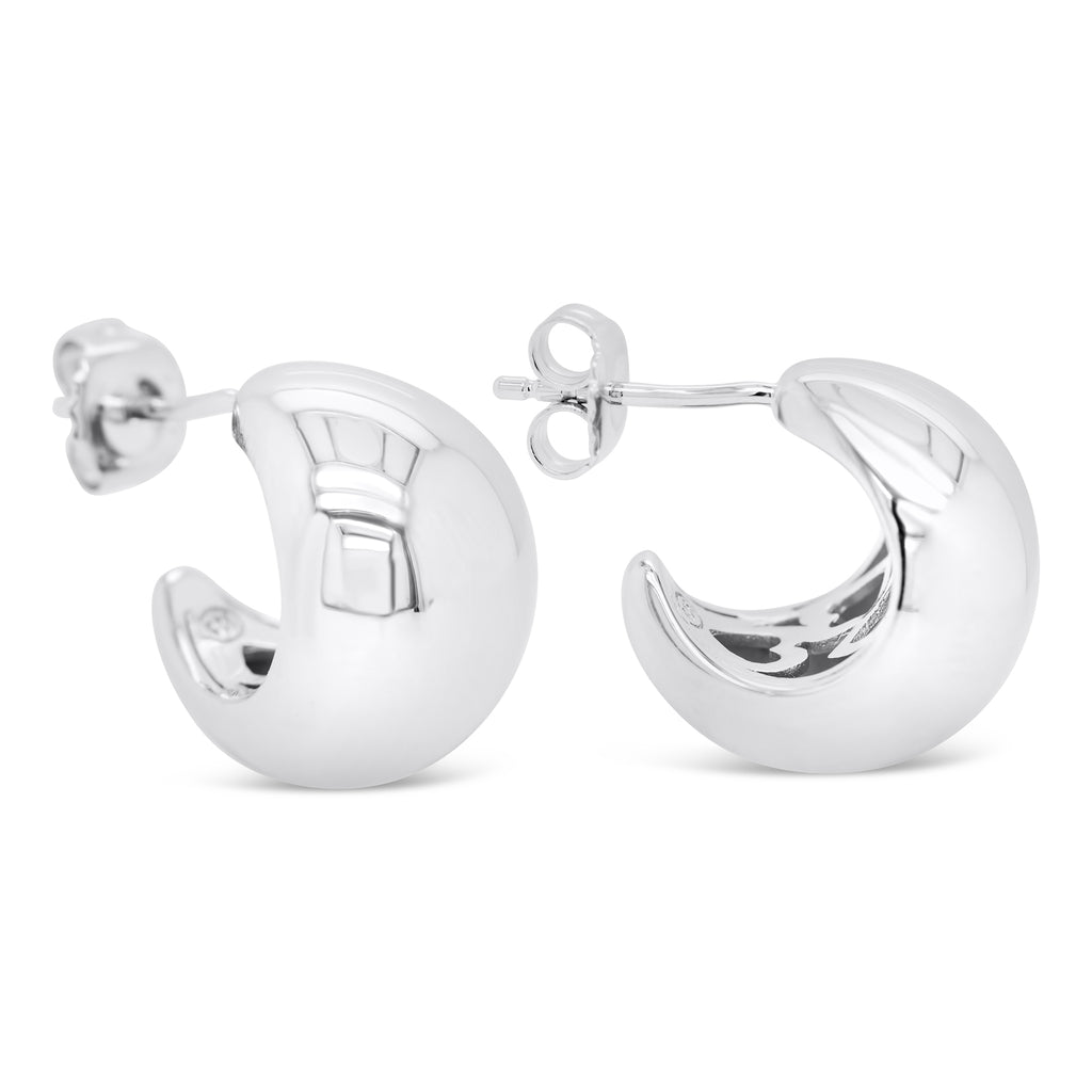 Chunky Silver Dome Drop Earrings