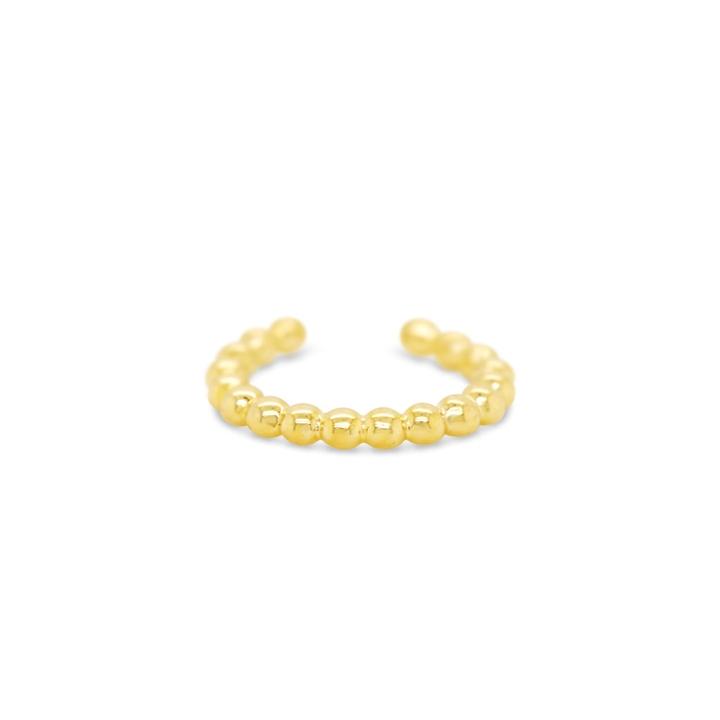 14K Yellow Gold Beaded Ear Cuff Earring