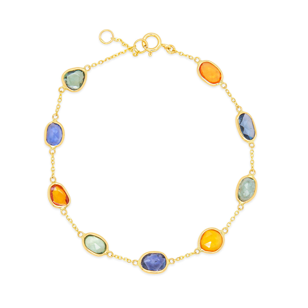 18K Yellow Gold Multi-Colored Sapphires Bracelet