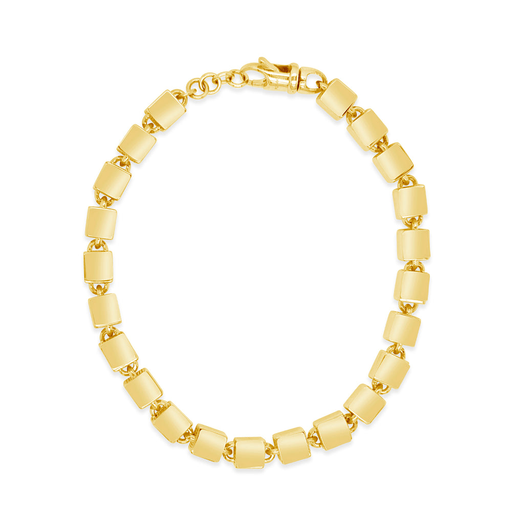 14k Yellow Gold Cube Bracelet